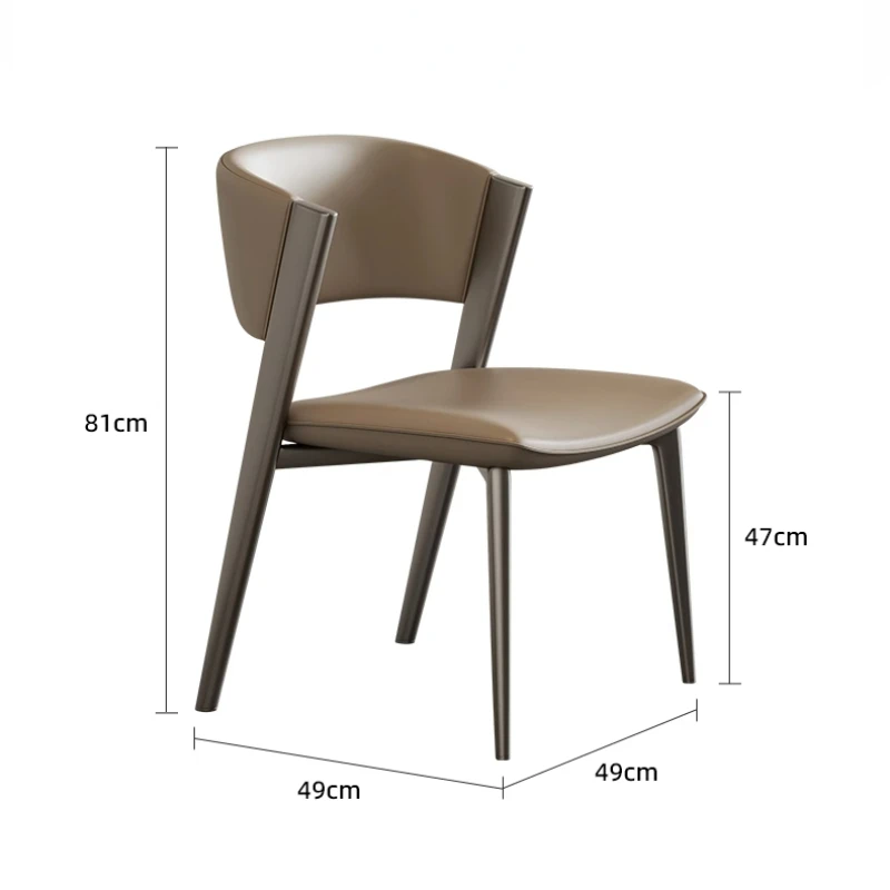 Легкое роскошное обеденное кресло Современная гостиная Простые модные обеденные стулья в скандинавском стиле Кожаные Кухонные табуреты для отдыха Мебель для дома Изображение 5