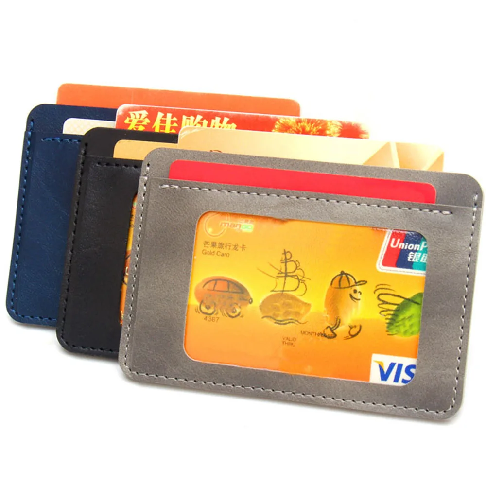 Мужской кошелек из утолщенной кожи, держатель для кредитных ID-карт, кошелек, футляр для денег для мужчин и женщин, винтажная простая модная сумка для карт, 5 слотов для карт Изображение 2