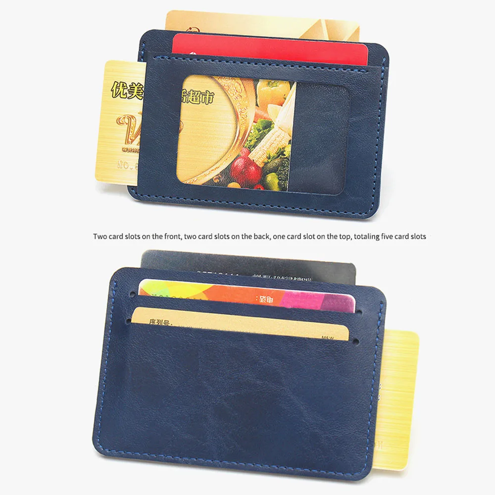 Мужской кошелек из утолщенной кожи, держатель для кредитных ID-карт, кошелек, футляр для денег для мужчин и женщин, винтажная простая модная сумка для карт, 5 слотов для карт Изображение 5