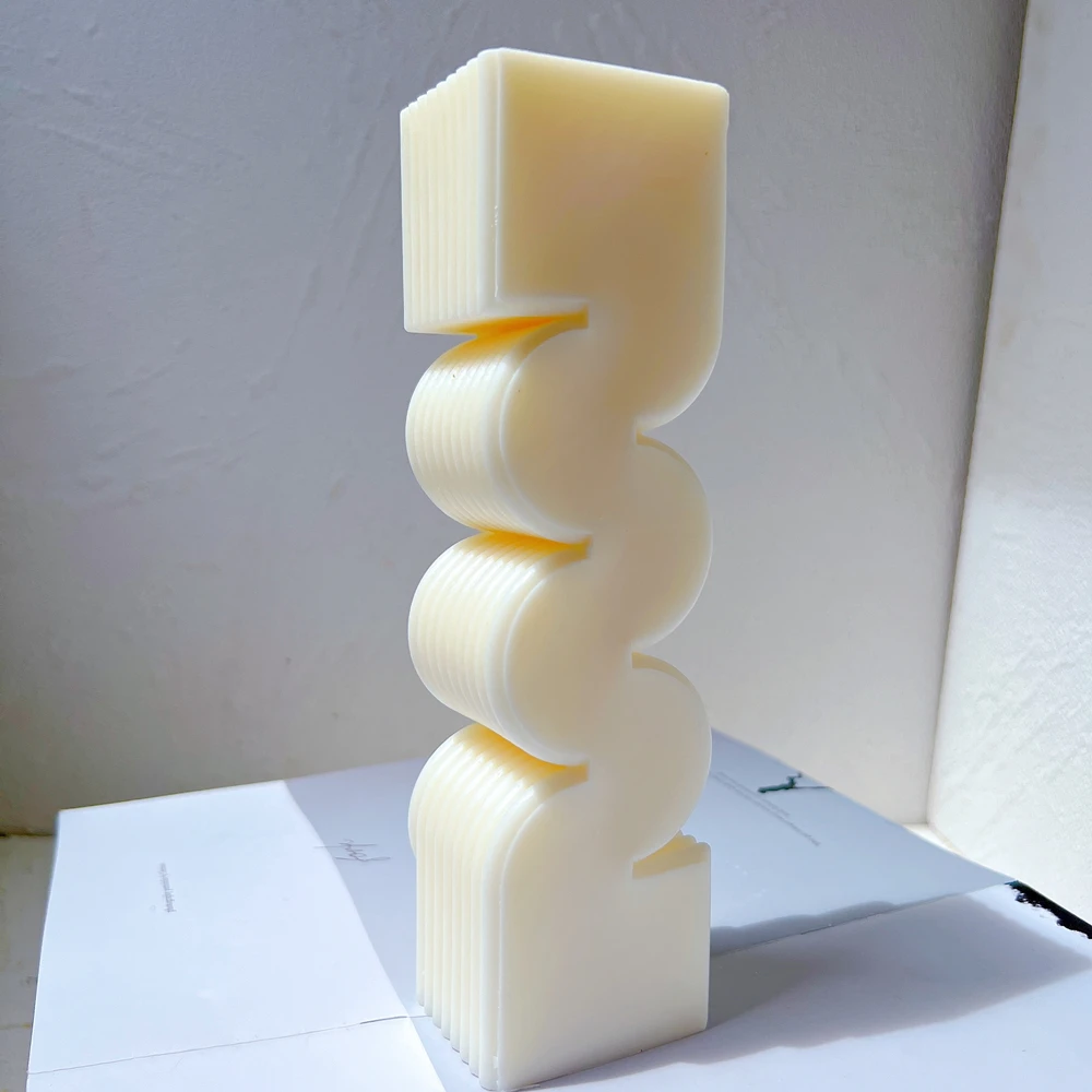 Форма для свечи в форме ребристого столба S-образной формы Эстетическая волна, Высокая Восковая Силиконовая форма, современный декоративный подарок для комнаты с обнаженной скульптурой Изображение 2