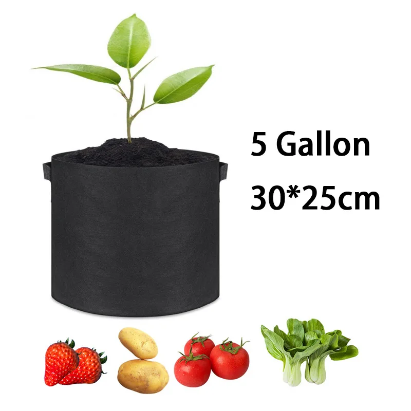 5-галлоновые мешки для выращивания растений, Овощи, ткань для выращивания растений, горшок для выращивания фруктовых растений, Садовые инструменты, Дышащий нетканый материал, ткань Изображение 0