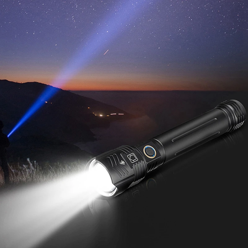 2X XHP160 Мощный светодиодный фонарик с USB-подзарядкой, факел с зумом, водонепроницаемая лампа-вспышка IPX6 от 26650/18650 Изображение 1