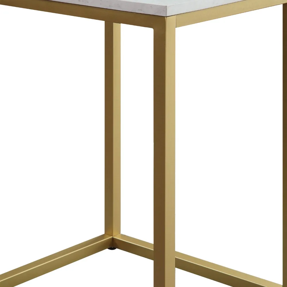 Журнальные столики для мебели для гостиной с белой столешницей в золотой раме Изображение 1