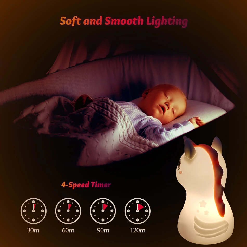 Милый силиконовый светодиодный ночник для детей, детский USB-аккумуляторный декор для спальни с мультяшными животными, сенсорный ночной светильник для подарков Изображение 3