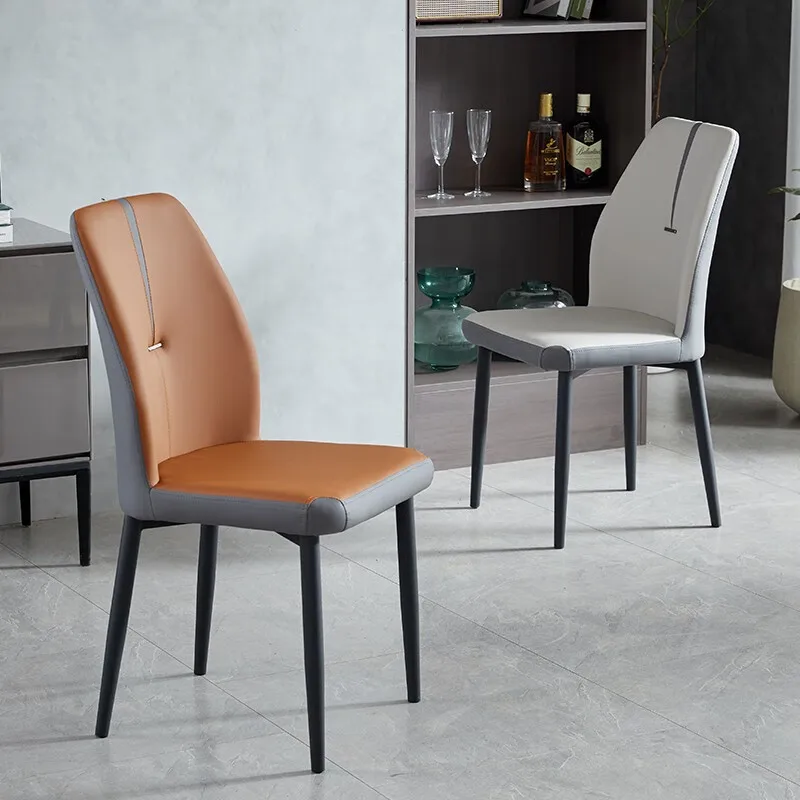 Роскошный обеденный стул Nordic Light домашняя мягкая сумка обеденный стол и стулья в отеле ресторан отдыха простой табурет с кожаной спинкой Изображение 0