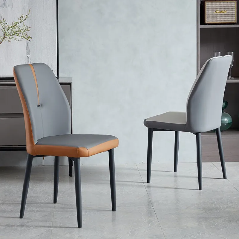Роскошный обеденный стул Nordic Light домашняя мягкая сумка обеденный стол и стулья в отеле ресторан отдыха простой табурет с кожаной спинкой Изображение 1