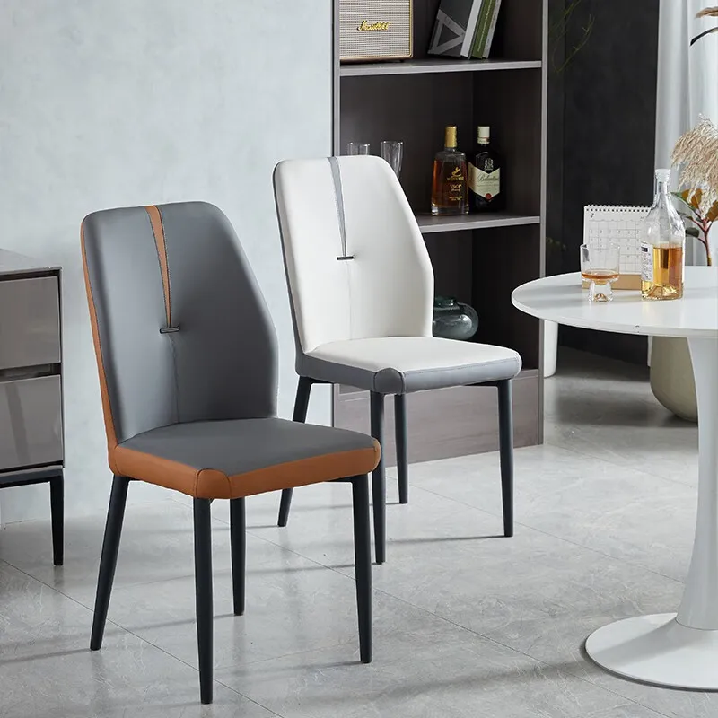 Роскошный обеденный стул Nordic Light домашняя мягкая сумка обеденный стол и стулья в отеле ресторан отдыха простой табурет с кожаной спинкой Изображение 2