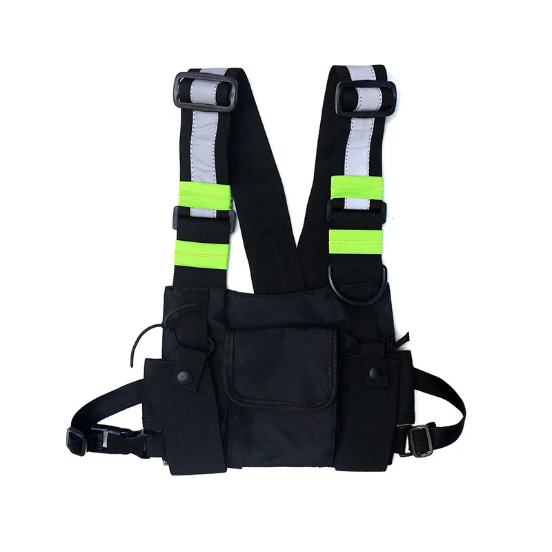 Велосипедная сумка, жилет, тактическая сумка, модная уличная одежда в стиле хип-хоп, нагрудная сумка, черный бронежилет, мужская нагрудная сумка, поясная сумка для бега Изображение 2