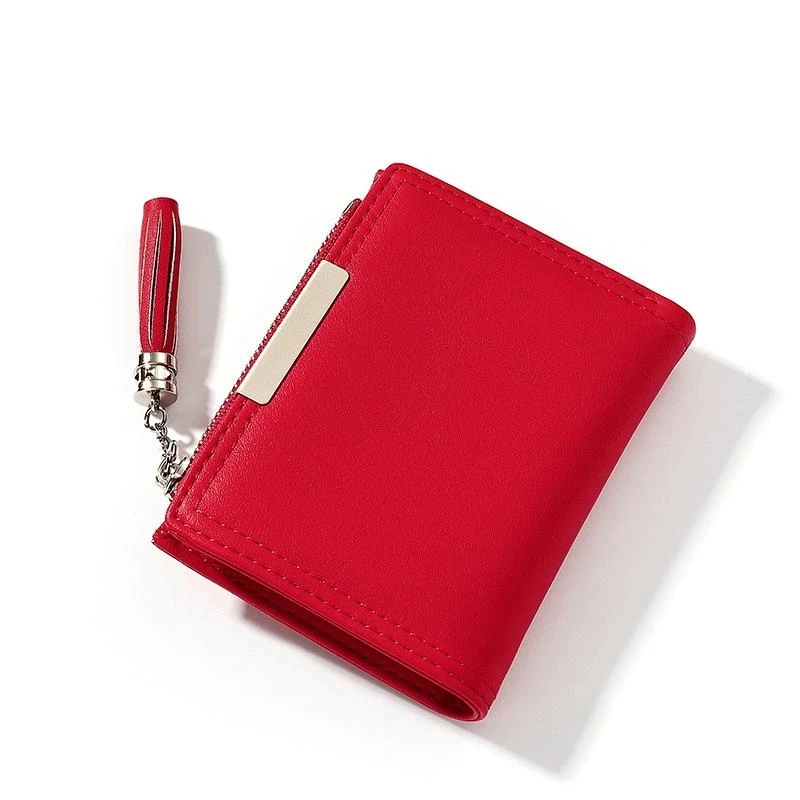 Женский кошелек из искусственной кожи, Маленький карман-портмоне с кисточкой, простой повседневный мини-женский кошелек, Брендовый дизайнерский кошелек для девочек, кошелек для мелочи Изображение 0