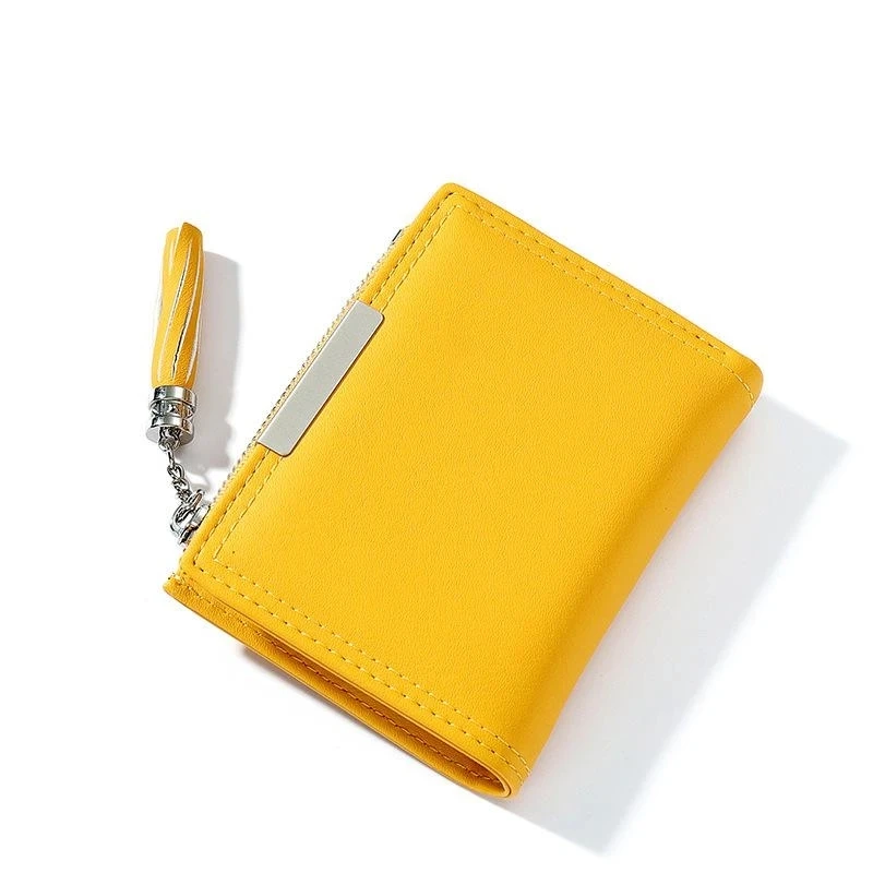 Женский кошелек из искусственной кожи, Маленький карман-портмоне с кисточкой, простой повседневный мини-женский кошелек, Брендовый дизайнерский кошелек для девочек, кошелек для мелочи Изображение 1