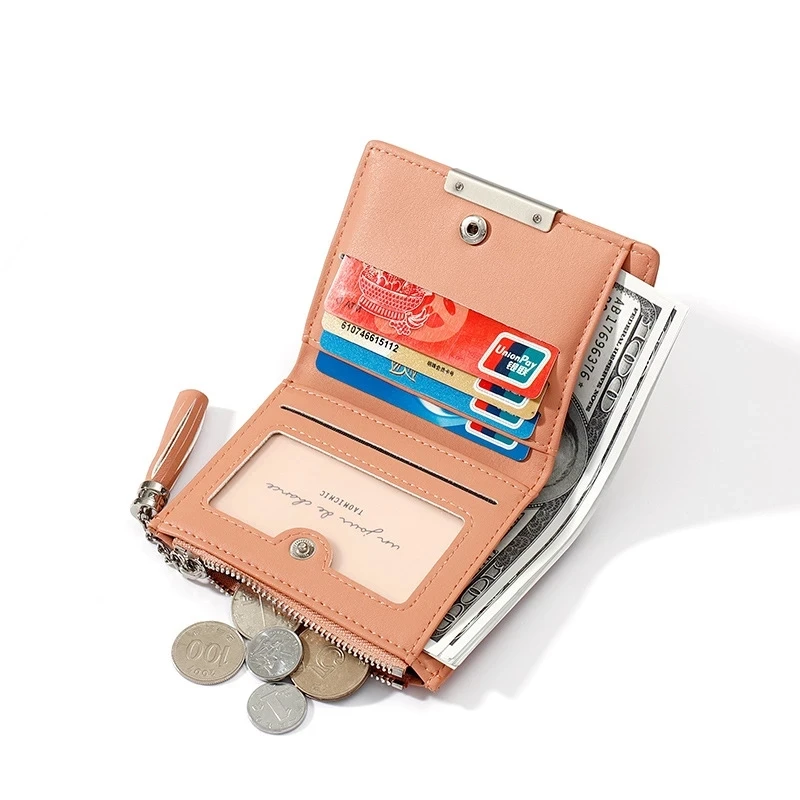 Женский кошелек из искусственной кожи, Маленький карман-портмоне с кисточкой, простой повседневный мини-женский кошелек, Брендовый дизайнерский кошелек для девочек, кошелек для мелочи Изображение 3
