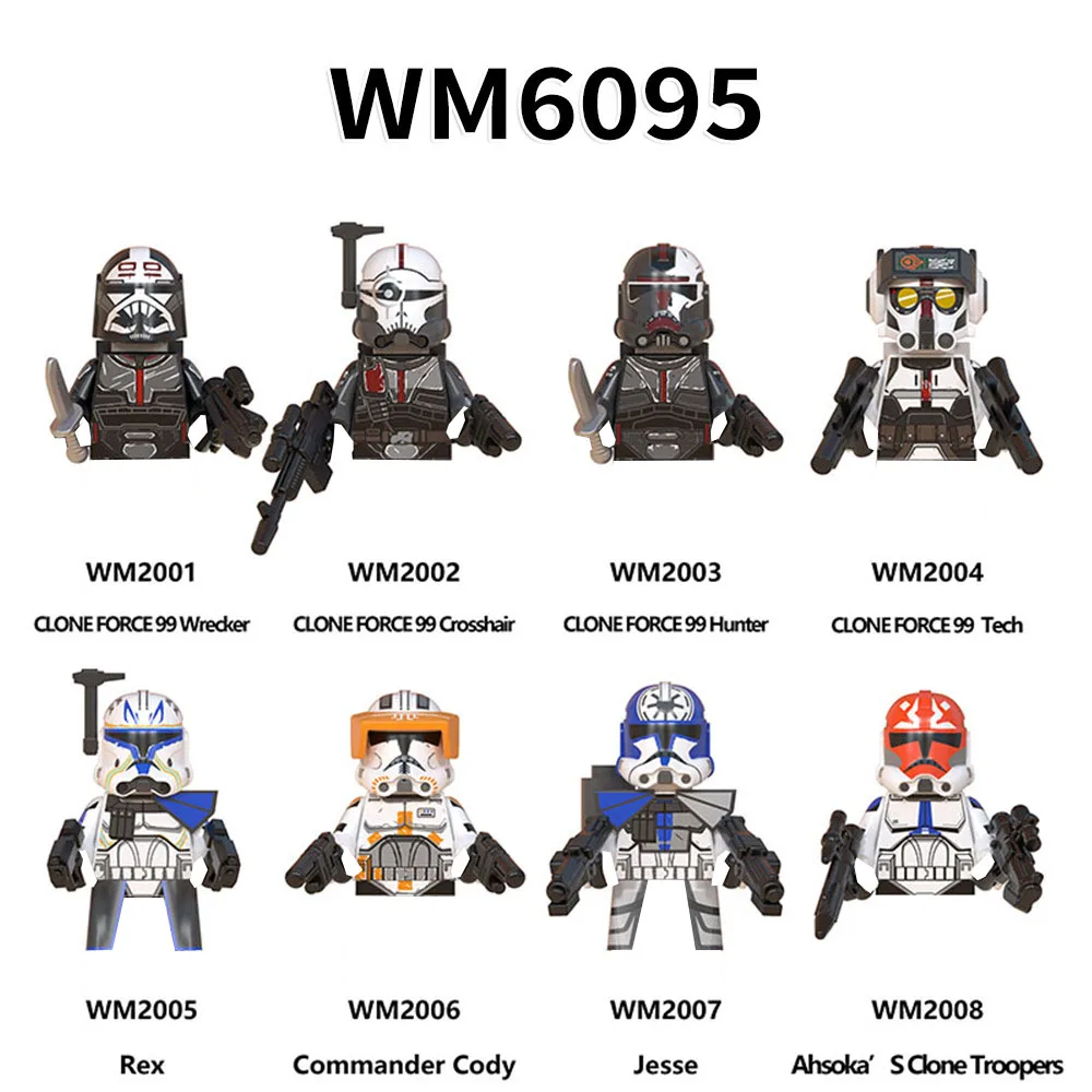 WM6095 Солдат-клон, фигурка мини-робота, Строительные кирпичи BB8, строительные блоки из мелких частиц, игрушки, минифигурки из аниме для мальчиков Изображение 0