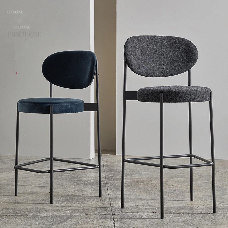 Барные стулья скандинавского дизайна, высокий табурет для дома, Барная мебель, Креативный барный стул для стойки регистрации, Простая тканевая спинка, барный стул B Изображение 0