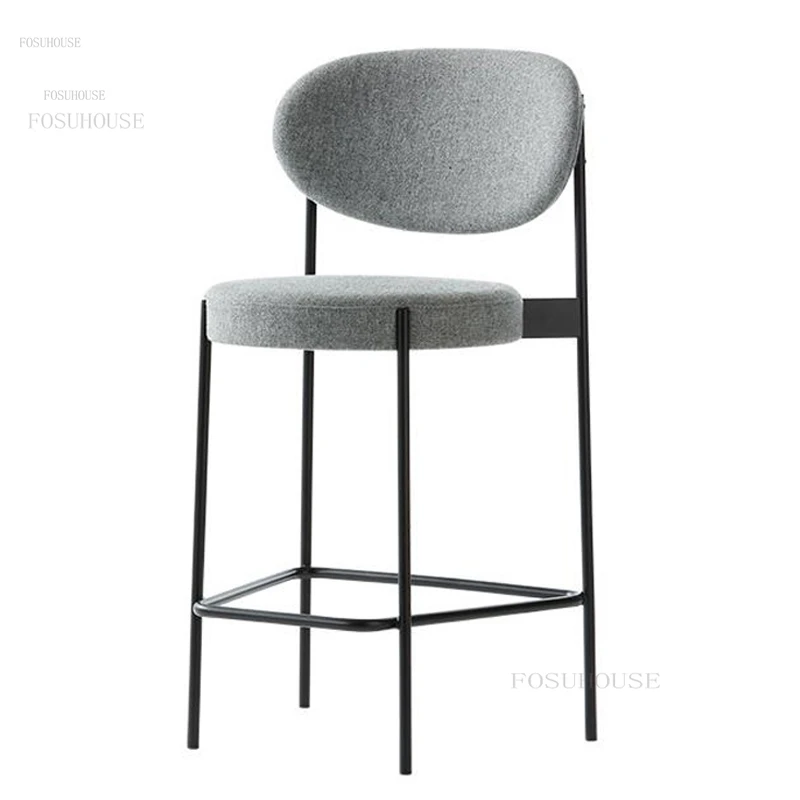 Барные стулья скандинавского дизайна, высокий табурет для дома, Барная мебель, Креативный барный стул для стойки регистрации, Простая тканевая спинка, барный стул B Изображение 1