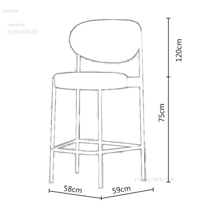 Барные стулья скандинавского дизайна, высокий табурет для дома, Барная мебель, Креативный барный стул для стойки регистрации, Простая тканевая спинка, барный стул B Изображение 4