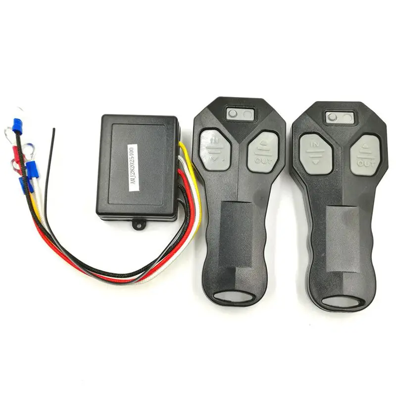 Универсальный автомобильный беспроводной пульт дистанционного управления лебедкой с двумя трубками и двумя соответствующими передатчиками Изображение 0
