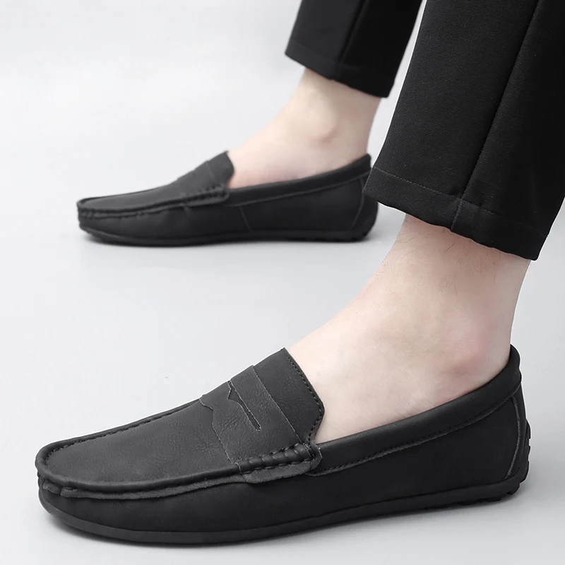 Замшевая мужская повседневная обувь люксового бренда 2020, мужские лоферы, мокасины, модная мужская обувь, Дышащая мужская обувь для ленивого вождения без застежки Изображение 3