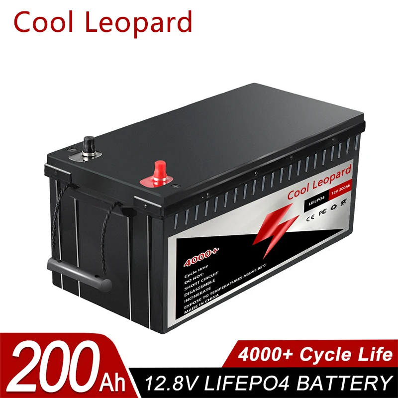 Аккумуляторная батарея LiFePO4 емкостью 12 В 200 Ач для замены большей части резервного источника питания, автономное хранилище энергии, сменная батарея для фургона Изображение 0