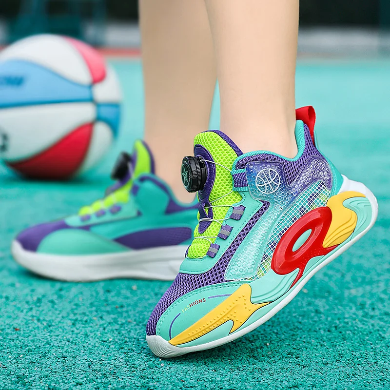 Детская обувь, детские кроссовки для мальчиков, брендовая баскетбольная обувь, детские кроссовки для бега, повседневная обувь для тренеров с дышащей сеткой Изображение 5