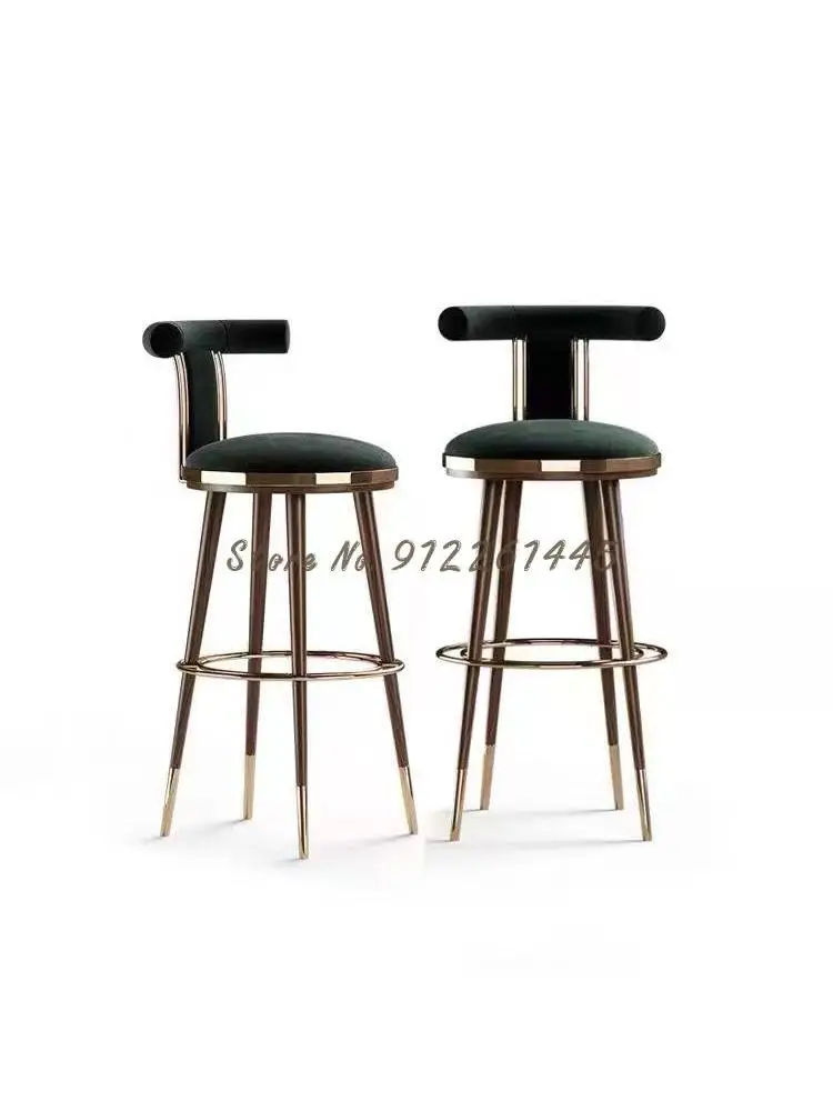 Новый легкий роскошный барный стул из нержавеющей стали с простой современной спинкой Офис продаж модельный зал барный стул высокий табурет Изображение 2