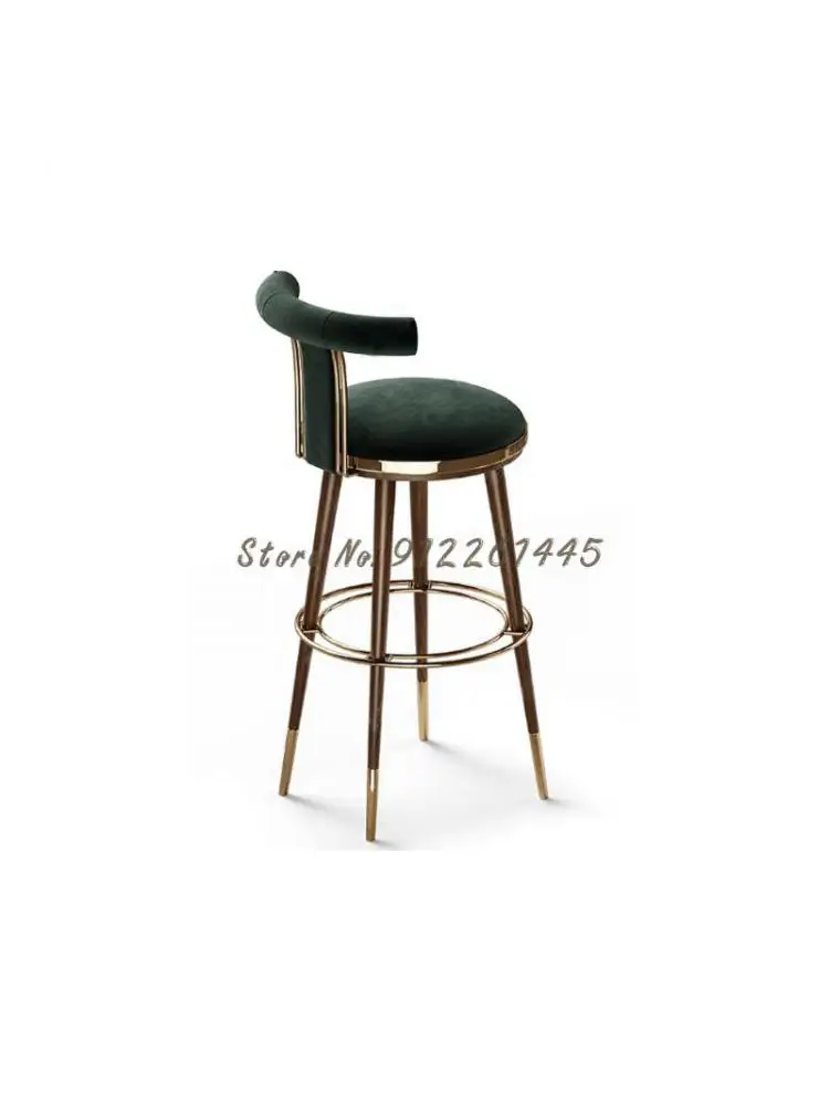 Новый легкий роскошный барный стул из нержавеющей стали с простой современной спинкой Офис продаж модельный зал барный стул высокий табурет Изображение 3