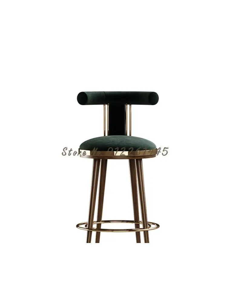 Новый легкий роскошный барный стул из нержавеющей стали с простой современной спинкой Офис продаж модельный зал барный стул высокий табурет Изображение 5