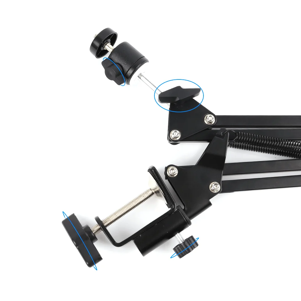 Регулируемый Шарнирный Рычажный зажим Кронштейн для микроскопа 50 мм Кольцевой держатель C Креплением Объектива Штатив Для Пайки Видеокамеры Складная Подставка Изображение 1
