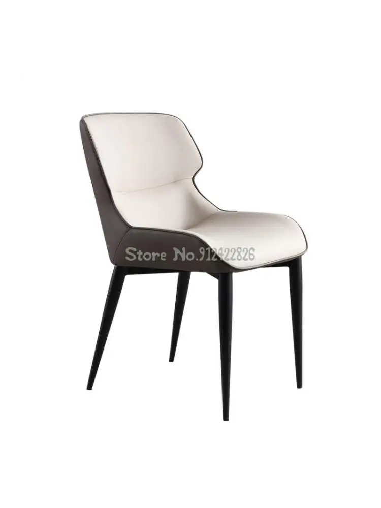 Современный простой легкий обеденный стул класса люкс, домашнее скандинавское кресло, итальянский гостиничный ресторан, креативное кожаное кресло, обеденный стол Изображение 0