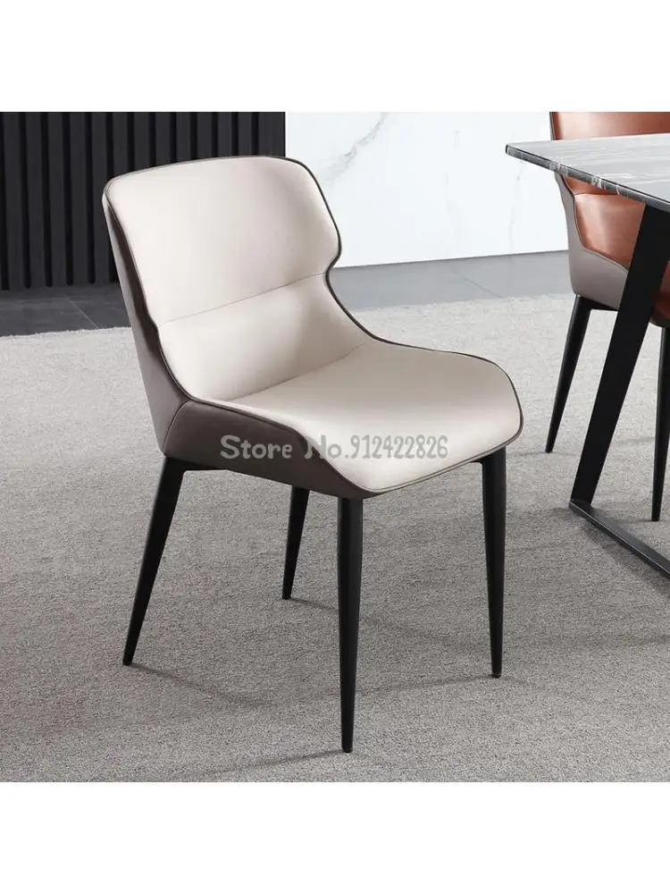 Современный простой легкий обеденный стул класса люкс, домашнее скандинавское кресло, итальянский гостиничный ресторан, креативное кожаное кресло, обеденный стол Изображение 1