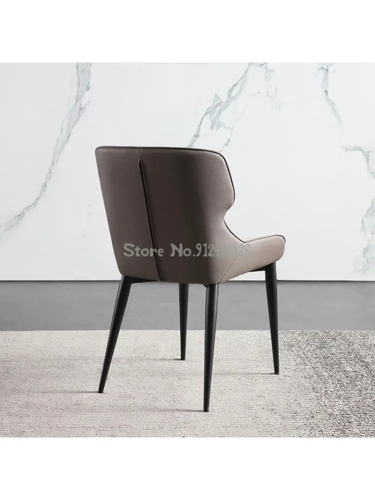 Современный простой легкий обеденный стул класса люкс, домашнее скандинавское кресло, итальянский гостиничный ресторан, креативное кожаное кресло, обеденный стол Изображение 4