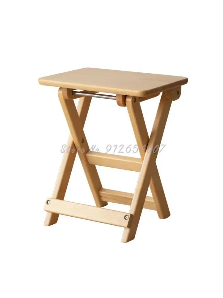 Складной табурет из массива дерева, маленькая переносная скамейка Мажа, бытовой табурет из букового дерева, компактный кухонный складной стул, обеденный стул Изображение 0