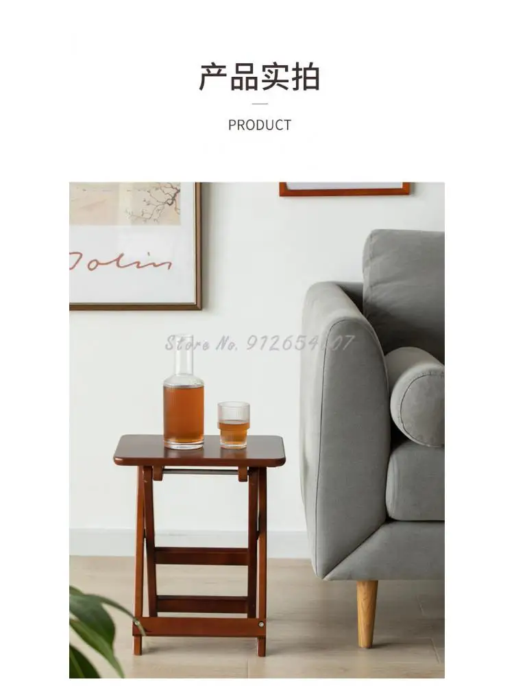 Складной табурет из массива дерева, маленькая переносная скамейка Мажа, бытовой табурет из букового дерева, компактный кухонный складной стул, обеденный стул Изображение 4