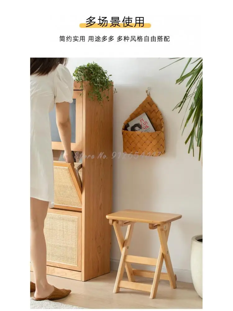 Складной табурет из массива дерева, маленькая переносная скамейка Мажа, бытовой табурет из букового дерева, компактный кухонный складной стул, обеденный стул Изображение 5