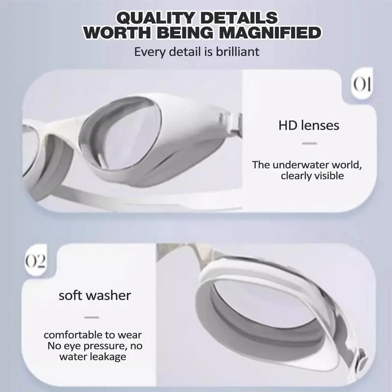 Женские очки для плавания Очки для плавания высокой Четкости, Регулируемые водонепроницаемые Силиконовые очки для плавания с затычками для ушей и носа Изображение 2