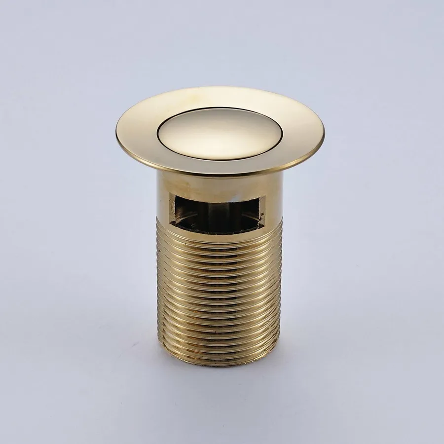 Полированный Золотой слив для раковины в ванной комнате Латунный слив для туалетного столика с переливом Изображение 4
