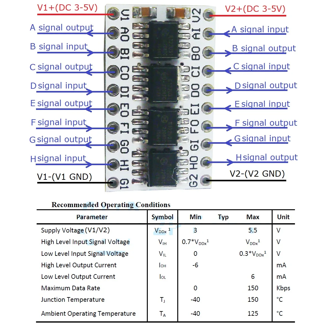 DC 3,3 В 5 В 2/4/8Ch 3000 Об/мин 150 Кбит/с Цифровые Изоляторы Модуль Преобразователя Уровня TTL LvTTL для Arduino UNO MEGA Raspberry pi pico w Изображение 0