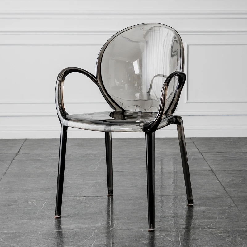 Скандинавские акриловые обеденные стулья, бытовые прозрачные стулья с подлокотниками, магазины для приготовления чая с молоком, Хрустальные стулья, Пластиковые табуретки для отдыха Изображение 2