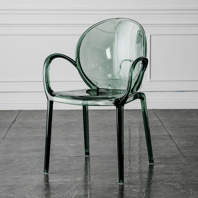 Скандинавские акриловые обеденные стулья, бытовые прозрачные стулья с подлокотниками, магазины для приготовления чая с молоком, Хрустальные стулья, Пластиковые табуретки для отдыха Изображение 3