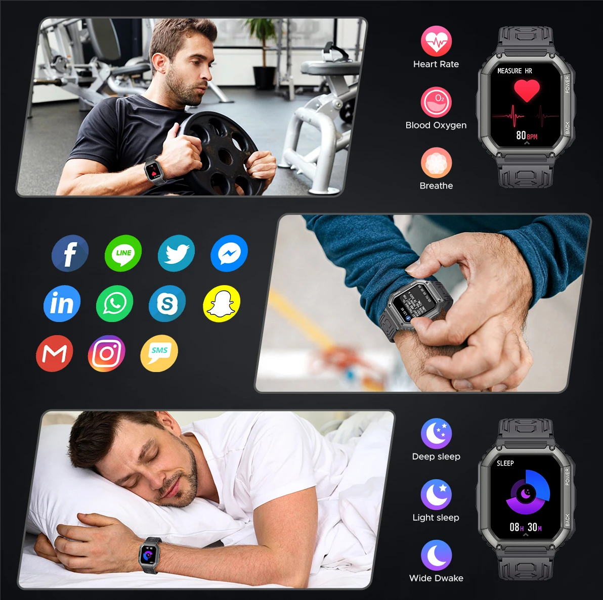 Xiaomi NEW Bluetooth Call Smart Watch Мужские Смарт-часы с Длительным Режимом ожидания, Фитнес-Трекер, 24-Часовой Монитор Здоровья IP67, Военные Оригинальные Умные Часы Изображение 2