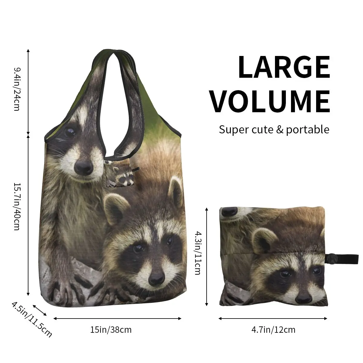 Женская Повседневная сумка для покупок на плечо Raccoons Couple Timber Walk, большая вместительная сумка-тоут, портативная сумка для хранения, складные сумки Изображение 2