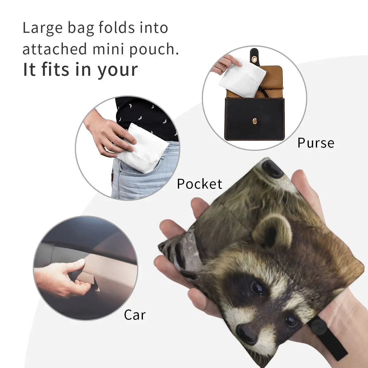Женская Повседневная сумка для покупок на плечо Raccoons Couple Timber Walk, большая вместительная сумка-тоут, портативная сумка для хранения, складные сумки Изображение 3
