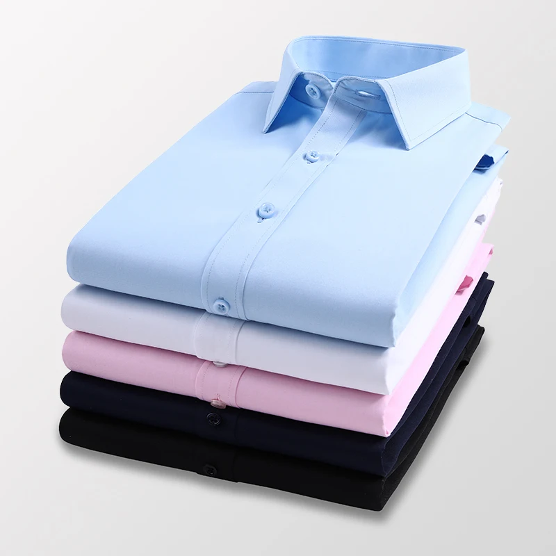 BROWON 2023 Летняя Мужская рубашка с коротким рукавом Корейская Мужская рубашка на пуговицах Деловые однотонные Тонкие повседневные рубашки Мужская одежда Изображение 0