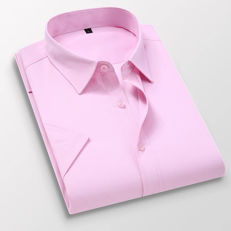 BROWON 2023 Летняя Мужская рубашка с коротким рукавом Корейская Мужская рубашка на пуговицах Деловые однотонные Тонкие повседневные рубашки Мужская одежда Изображение 1