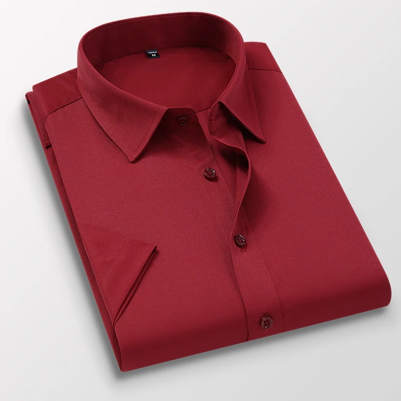 BROWON 2023 Летняя Мужская рубашка с коротким рукавом Корейская Мужская рубашка на пуговицах Деловые однотонные Тонкие повседневные рубашки Мужская одежда Изображение 2