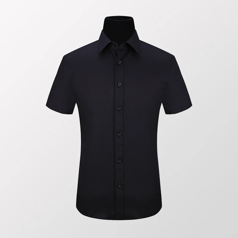 BROWON 2023 Летняя Мужская рубашка с коротким рукавом Корейская Мужская рубашка на пуговицах Деловые однотонные Тонкие повседневные рубашки Мужская одежда Изображение 3