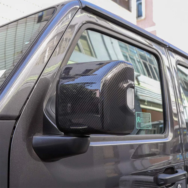 Аксессуары для отделки наружных зеркал правой и левой боковой двери из черного углеродного волокна, 2шт, подходят для Jeep Wrangler JL 2018 Изображение 5