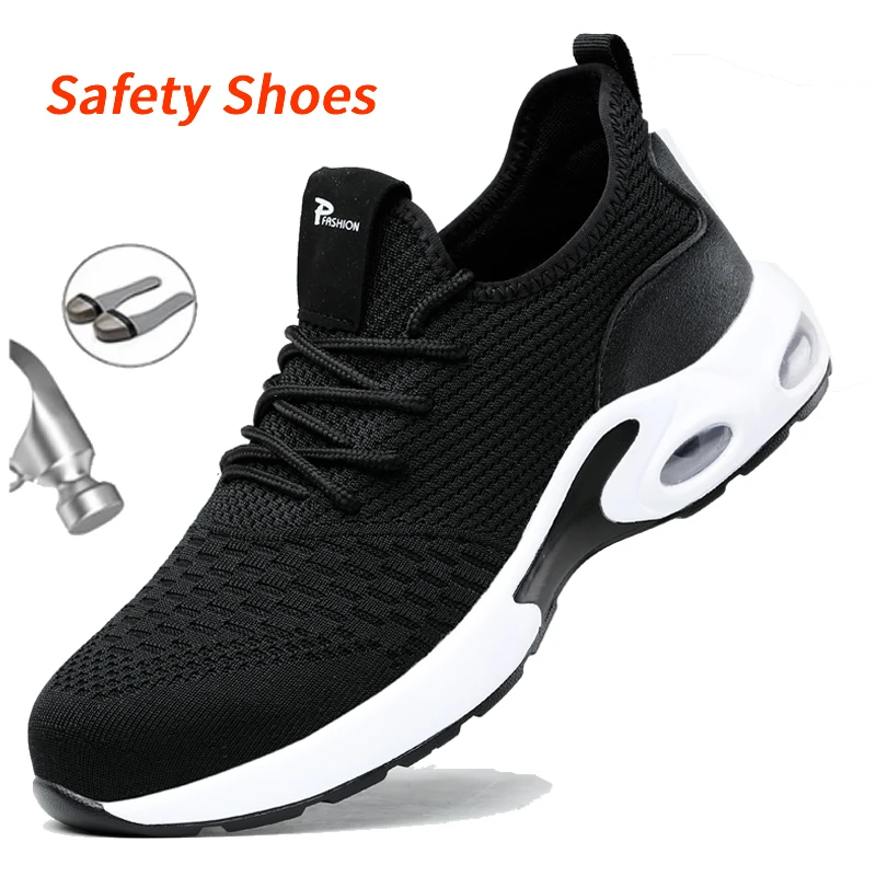 Защитные ботинки, Рабочая обувь для мужчин, легкая обувь со стальным носком, защита Изображение 0