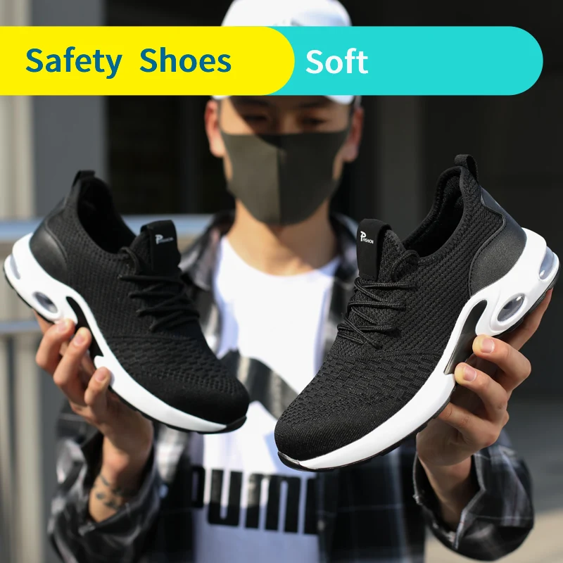 Защитные ботинки, Рабочая обувь для мужчин, легкая обувь со стальным носком, защита Изображение 1