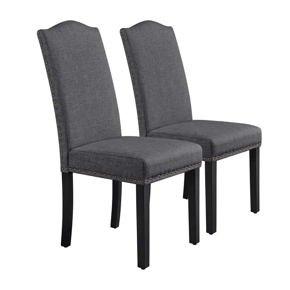 Обеденный стул Alden Design, 2 шт., с высокой спинкой, серый Изображение 0