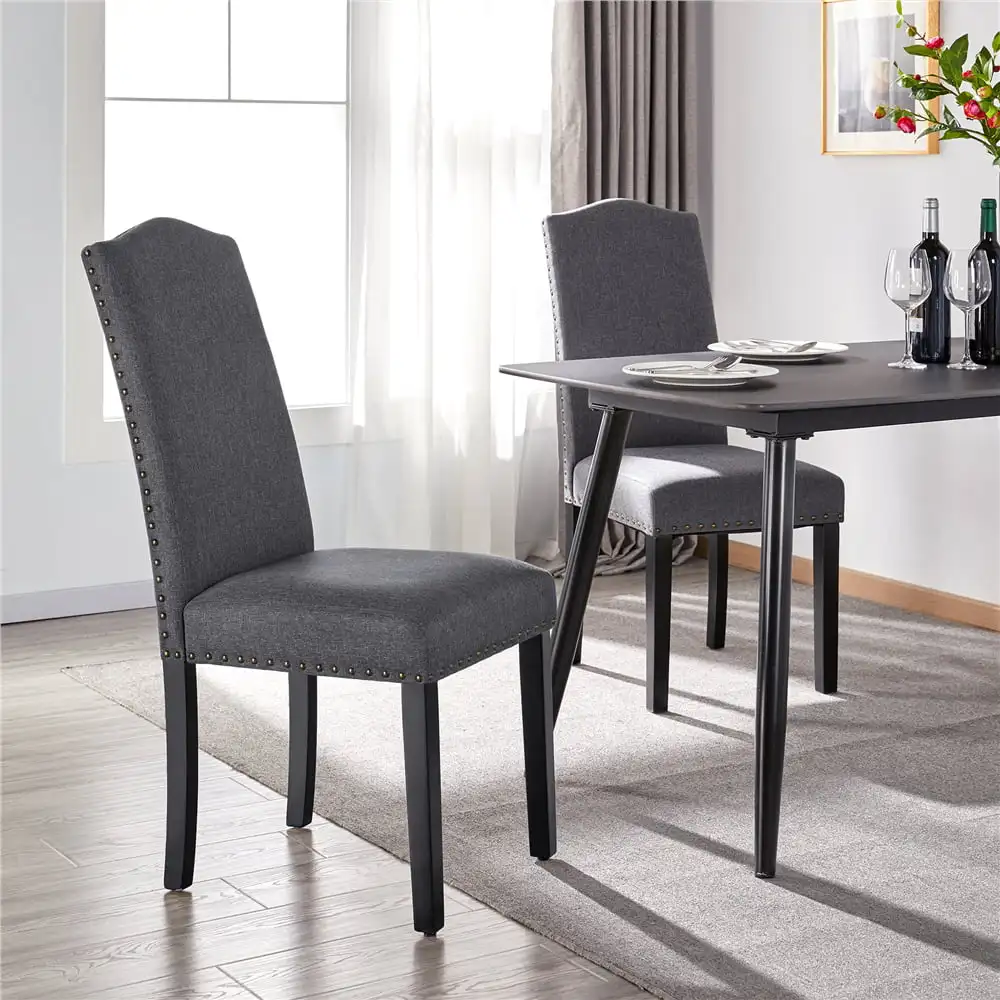 Обеденный стул Alden Design, 2 шт., с высокой спинкой, серый Изображение 1